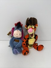 Disney Store Bean Bag Plush Cowboy Tigger Eeyore with Tags Set of 2. NWT