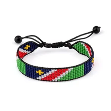 Namibia Flag Bracelet: Adjustable String, Boho Jewelry, Unisex Patriotic Gift.