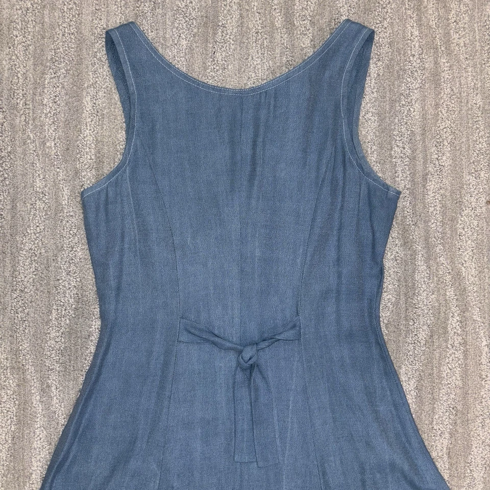 VTG Scarlett Sleeveless Denim Button Down Maxi Dress 90’s USA Boho Women Sz 5/6 - Image 4 of 4