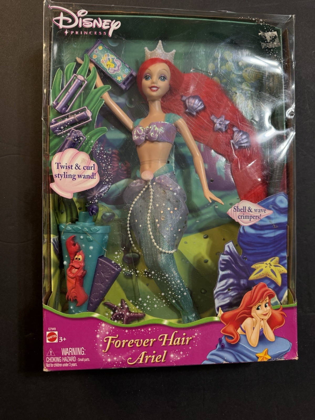 Disney Forever Hair Ariel Princess Doll 2004 NIB Hard To Find (Box Damage)