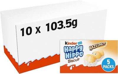 Kinder Happy Hippo Hazelnut Biscuit Wafer with Milk And Hazelnut Filling in Bulk