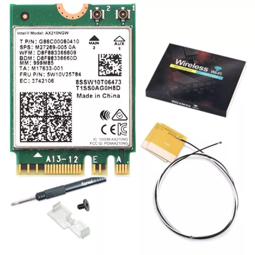 Wi-Fi 6 Intel AX210 AX210NGW NGFF WiFi 6 Bluetooth Card with PC Internal Antenna