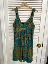 APT 9 Size XL Sleeveless Dress  Green Blue Paisley Prints w/ Lining , Summer
