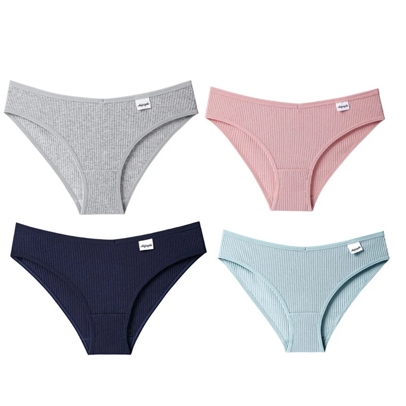 Paquete de 4 bragas de algodón calzoncillos ropa interior cintura baja lencería para mujeres niñas Foto 2 de 4