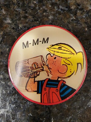 Dennis The Menace Drinks A & W Root Beer Flasher Button VARI-VUE