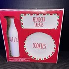 Christmas Holiday Time Santa Kit 3 Pcs Milk Bottle Cookie Plate Reindeer Treats