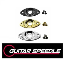 Guitar Output Jack Plate Choose Oval Eye Black Chrome or Gold With Screws