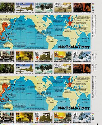 世界の切手 WORLD WAR II 1944 ROAD TO VICTORY #2838 US HISTORY 20 MINT NH VF