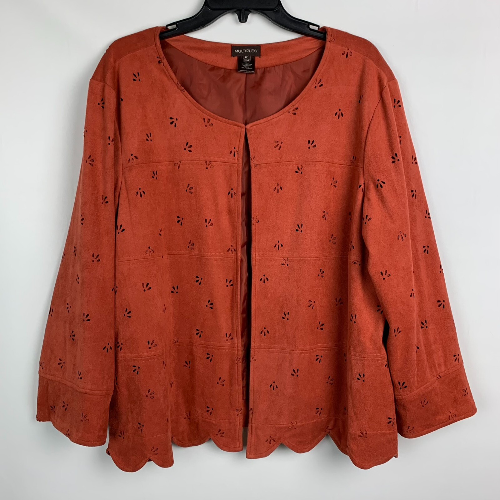 Multiples Jacket Orange Cutout Design Collarless … - image 1