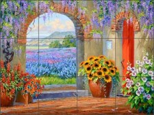 Floral Landscape Tile Backsplash Mikki Senkarik Art Ceramic Mural MSA281