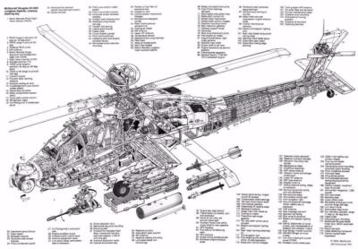 APACHE ATTACK HELICOPTER DIAGRAM SCHEMATIC POSTER PICTURE PHOTO parts ah64 3026