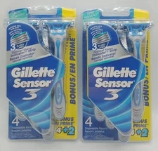2 Gillette SENSOR 3 Sensitive + Aloe Disposable Razors 6-pack  (12 total)
