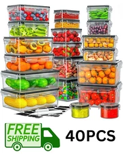40 Piece Food Storage Containers with Lids(20 Containers & 20 Lids), BPA-Free
