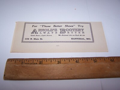 1919 ARNOLD'S BOOTERY Paper Ad HANNIBAL MISSOURI