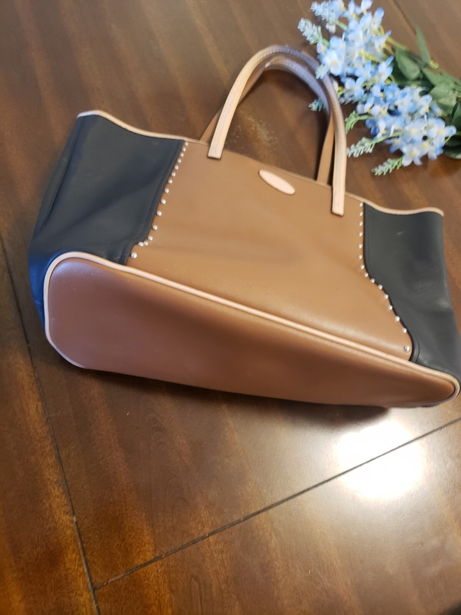 Coach brand handbag in Black with Brown. Leather Women's Large Bag