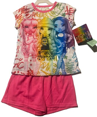 #ad Rainbow High Cartoon 2 Piece Pajama SHORTS Set Size S 6 6X NWT $15.29