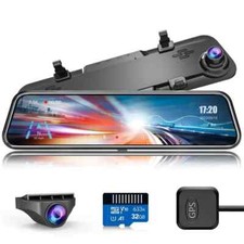 12" 2.5K Dash Cam Mirror For Car, Smart Rearview Mirror, 2.5K Front And 1080P