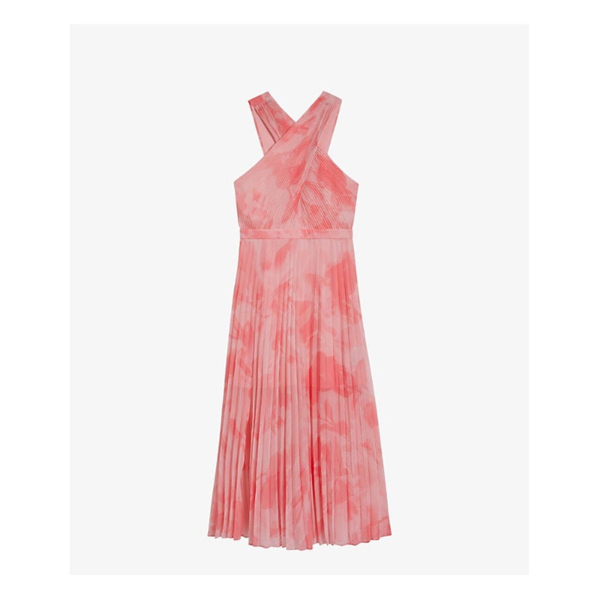 Ted Baker Allover Mirelia Crisscross Halter Pleated Midi Dress