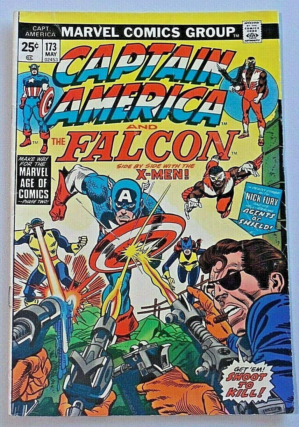 Captain America & The Falcon Side by Side with X-Men #173 Marvel Comic 1974 9735