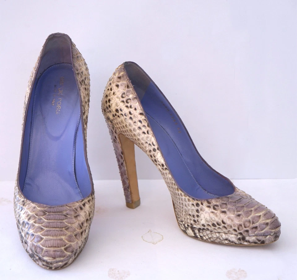 Zapatos de tacón SERGIO ROSSI 40 gris lavanda pitón plataforma 9,5 Foto 3 de 4