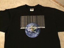 Vintage Jesus God Bible Shirt Men's Extra Large Black 90s USA Made AOP Earth xl