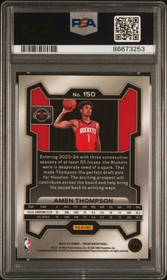 2023-24 Panini Prizm #150 Amen Thompson RC Rookie PSA 10 GEM MT 