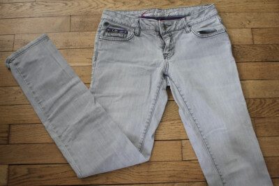 Jean Droit Femme Edc By Esprit - Taille W29/L32 (FR 38) - Couleur Gris - 99% Coton, 1% Élasthanne - Occasion Très Bon état