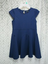 Sequin Hearts Dress Girls Size 14 Blue Pull Over Cap Sleeve 1 Button Casual
