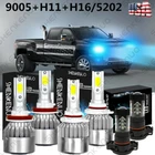 6x 8000K Ice Blue LED Headlight Kit Fog Light For  Silverado 1500 2007-2015