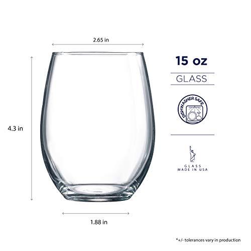 Perfection Stemless Wine Glass set Of 12 15 Oz Clear N0056 636156133547