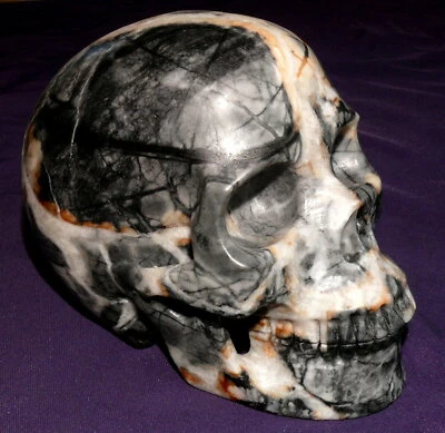 XL Edelstein-Schädel, Skull, Picasso-Jaspis, 1339,2g, 122x99x83mm, Heilstein - Bild 1 von 4