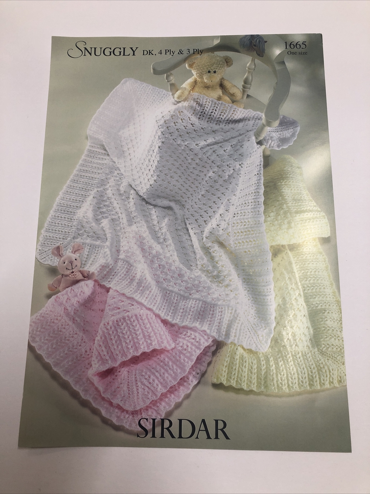 SIRDAR Baby Knitting Pattern~1665  SNUGGLY 3ply+4ply+Double Knit Wool Shawls