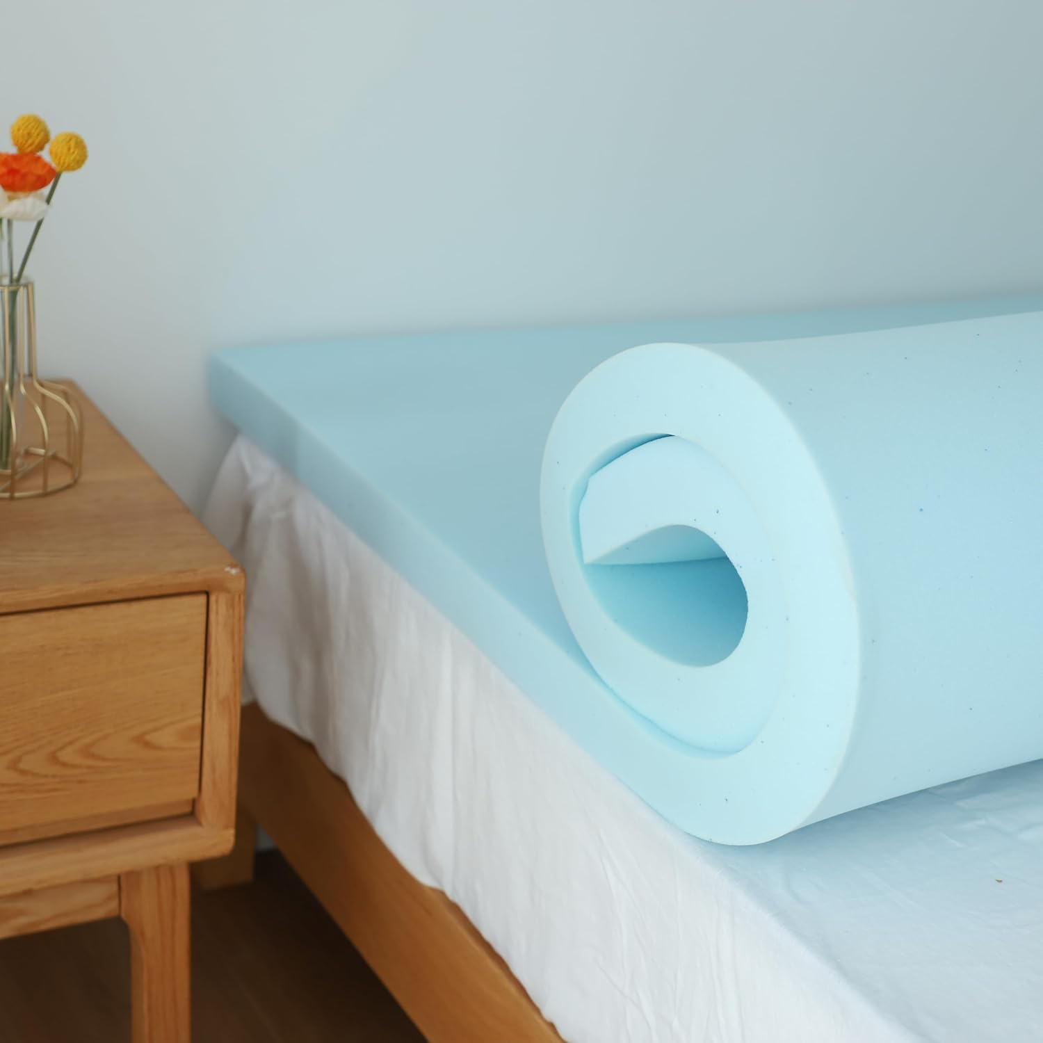 2 Inch Memory Foam Mattress Topper, Cooling Gel Infused Mattress Pad for Back Pa