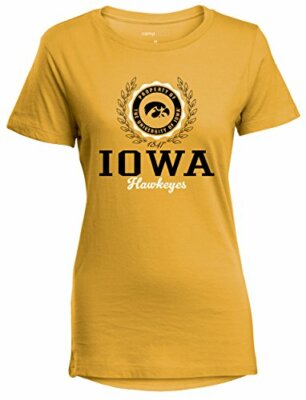 Camp David NCAA Iowa Hawkeyes Women's Perfect Crewneck Tee, Large, Marigold