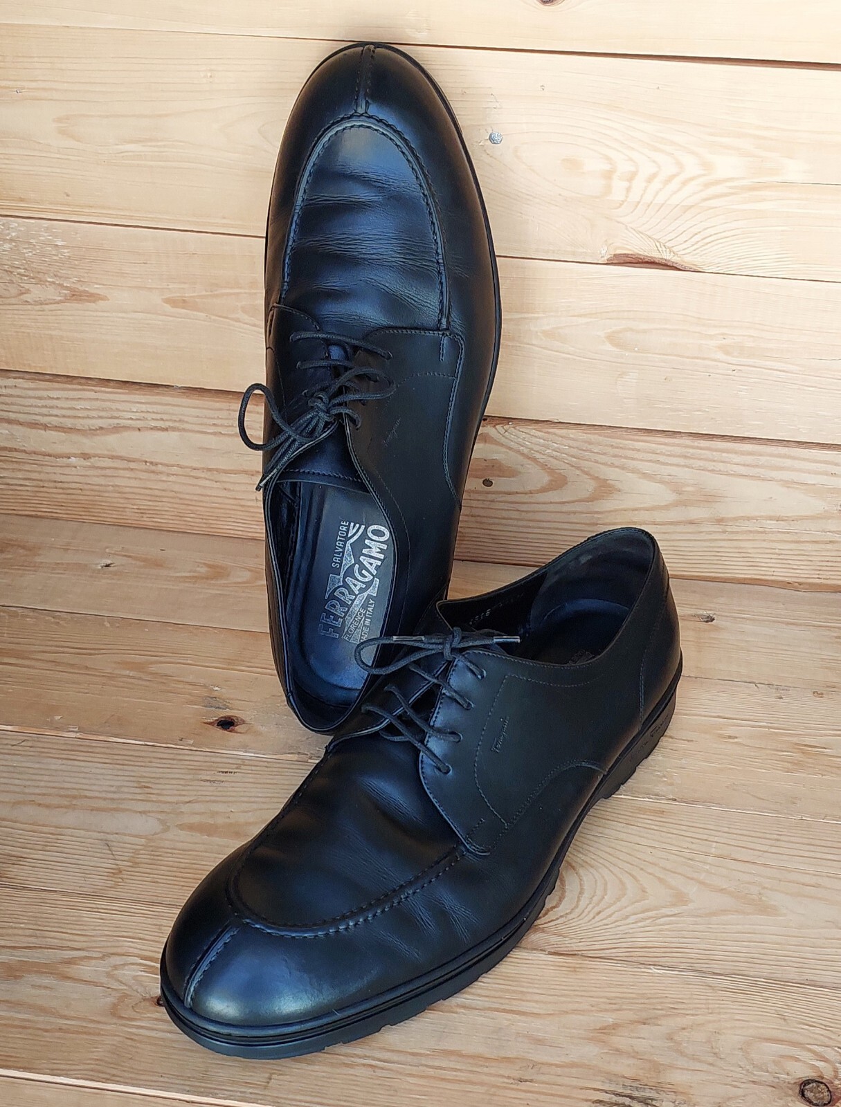 SAOLA Salvatore Ferragamo 11.5 2E Grembiule Nero Punta Derby