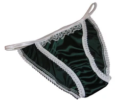 RACING GREEN Shiny SATIN ivory lace mini TANGA string bikini brief SIZES XS-XXL 