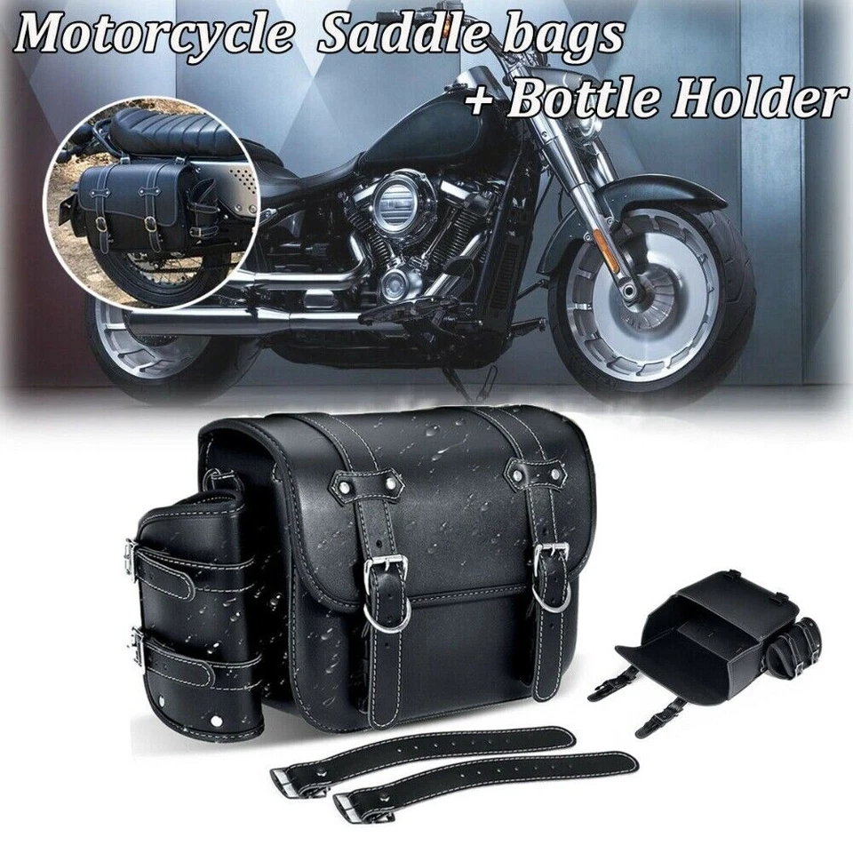 Black Motorcycle Side Mount Tool Bag For Honda VTX 1800 N VTX1800C VTX1300C - Image 3 of 4