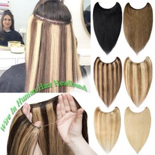 12"-24" 100 Remy Human Hair Extensions Wire In Hidden Headband Thick One Pieces