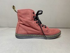 Doc Dr. Martens Womens SZ 6 Shoreditch Maroon Burgundy Red Canvas High Top Shoes