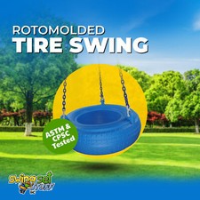 SWING SET STUFF PLASTIC TIRE WITH COATED CHAIN BLUE playset accessories 0117