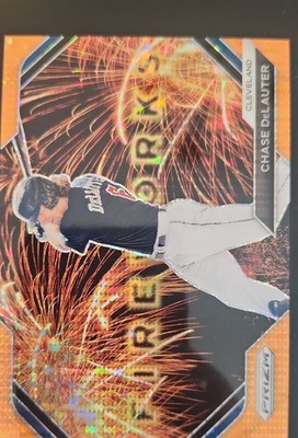 2024 Panini Prizm - Fireworks Chase Delauter #6 Orange Pulsar Prizm /399 (RC)
