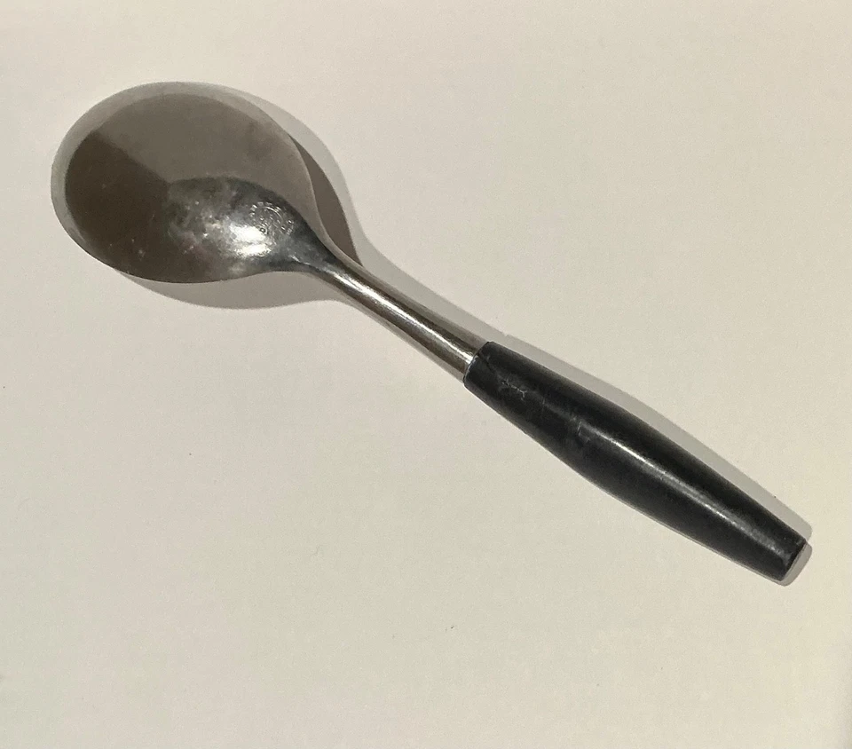 Dansk Kongo Serving Spoon Black Handle Stainless Flatware - Image 2 of 3