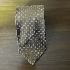 Brooks Brothers Makers Tie Brown Silk With Light Blue Geometric Square USA