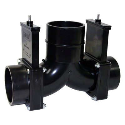 Valterra Black Sewer Waste Valve 3'' Hub x 3'' Hub x 3'' Hub Outlet
