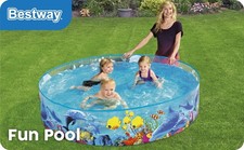 Bestway 6ft Fun Paddling Pool 1.83M RIGID SIDES DOGS SWIMMING SUMMER 38CM DEEP
