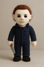 Halloween Michael Myers Horrorfilm gestrickt Strick DK Muster nur 25 cm gro&szlig;
