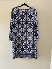 Michael Kors Women's Knee Length Dress Blue Long Sleeve Boat Neck Size 1X EUC