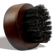 Mens Beard Brush, Small Round Wooden Handle, Natural Boar Bristles, Grooming