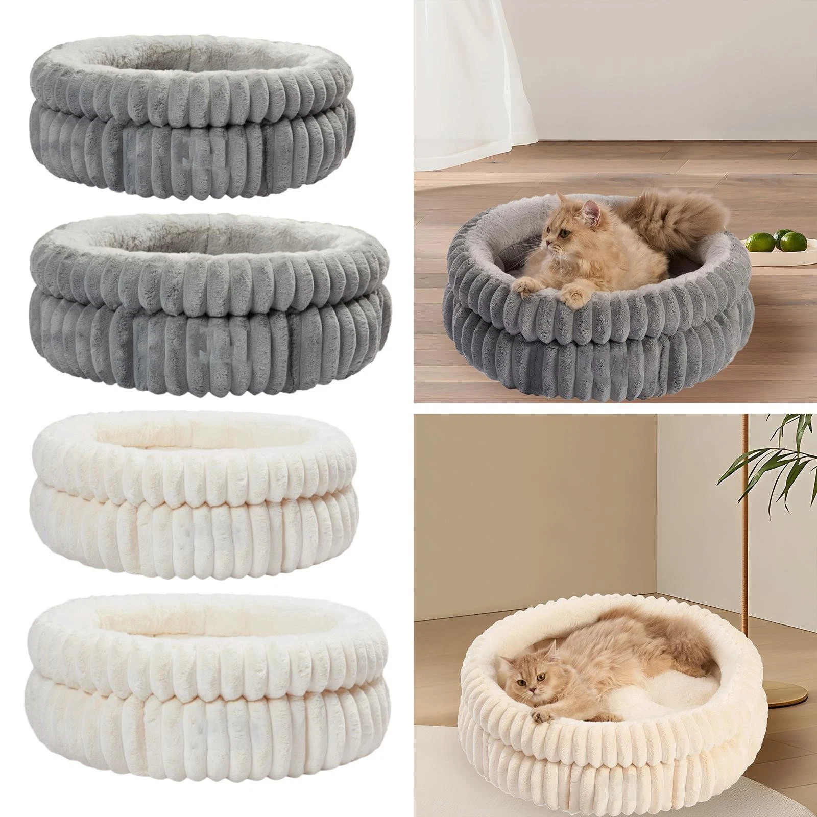 Round Dog Bed Dog Cushion Kennel Indoor Pet Sleeping Mat Pet Self Warming Bed