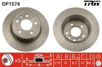 2X TRW Bremsscheibe DF1574 FüR SL Pagode W115 W126 W123 Klasse Ponton R107 123